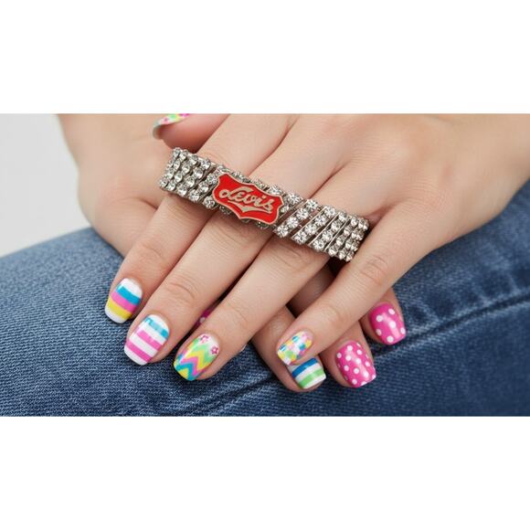 Artisan Vintage Levi Pin Rhinestone Bracelet | 1960s Stretch Statement - Picture 10 of 11